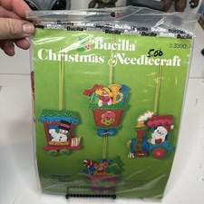 Bucilla Jeweled Holiday Santas Express Ornaments Kit 3390 Felt Christmas Vintage