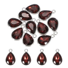 10 Pcs 10x14mm Alloy Glass Crystal Teardrop Charm for DIY Craft, Wine Red