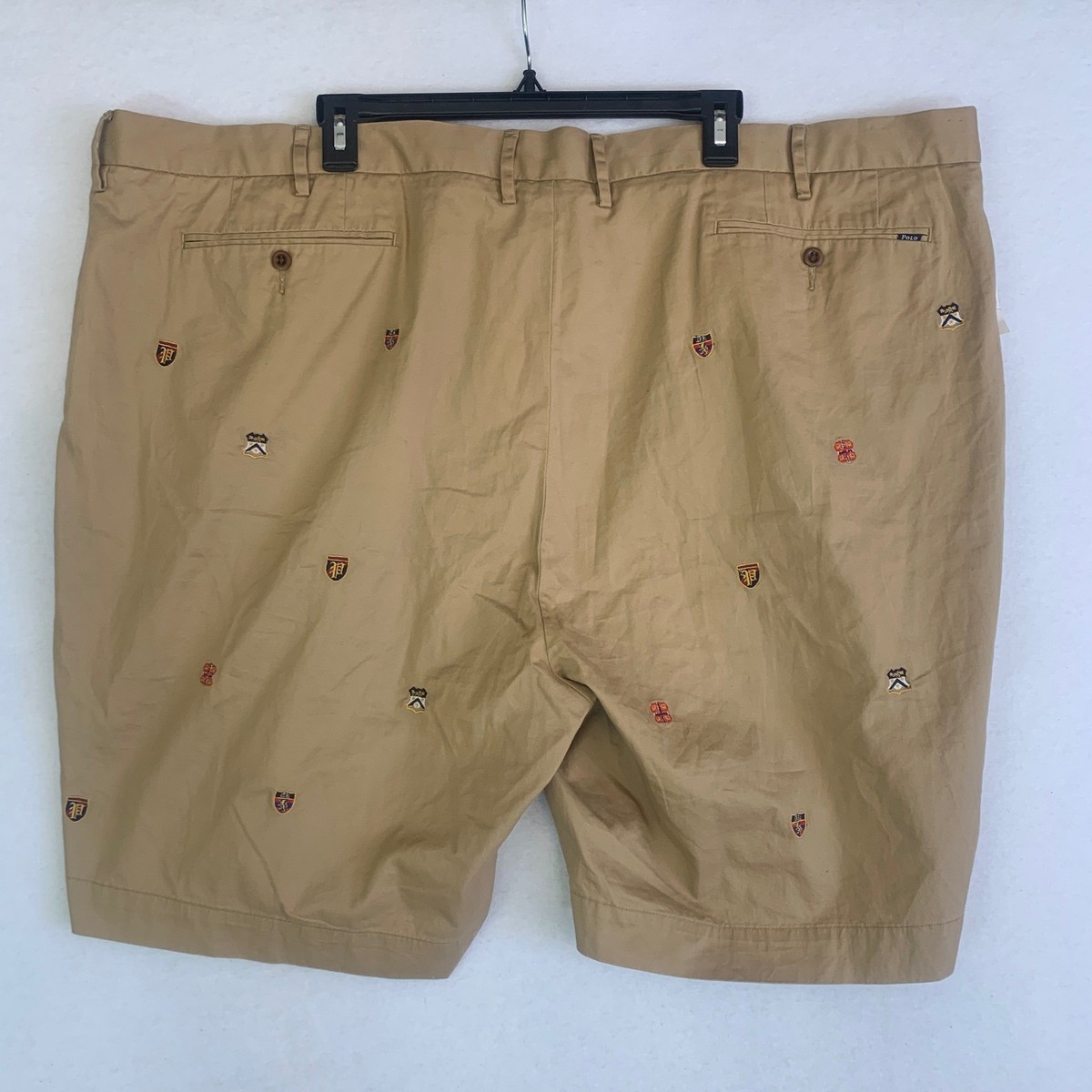 Polo Ralph Lauren Shorts Men 50B Khaki Embroidered Crest Stretch 9