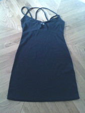 SHEIN BLACK RIBBED STRAPPY MINI DRESS - SIZE 14 - GOOD CONDITION