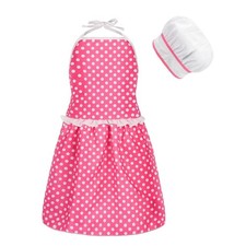 2 Pcs Kid Apron and Chef Hat Set, Adjustable Red Chef Costume for Pretend Pla...