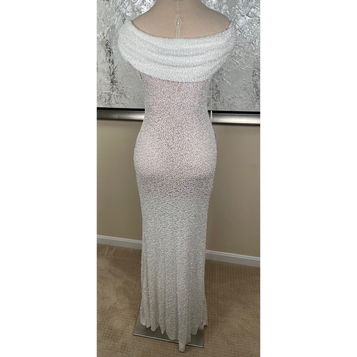 self portrait white beaded sequin maxi dress Self Portrait 'White Beaded Sequin' Maxi Dress