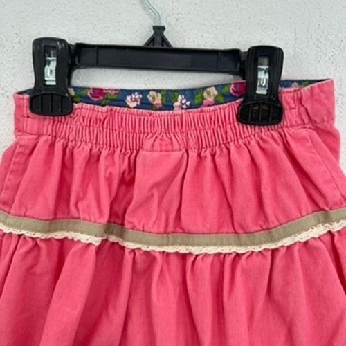 复古 OshKosh 女孩分层灯芯绒裙粉色丝带细节尺寸 6X 可爱 — 第 4/4 张图片