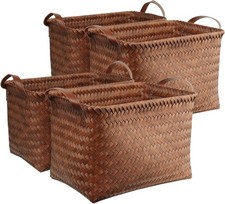 Handwoven Clothes Basket Laundry Hampers Large Wicker Storage Baskets for She...