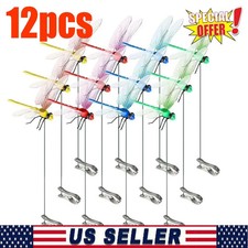 12 Fake Dragonfly Clips Clip on Dragonfly for Outdoors 3D Dragonfly Garden Decor