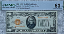 1928 $20 Gold Certificate FR-2402 PMG 63 EPQ