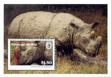 Timbre Animaux Mammifères Rhinocéros Antigua et Barbuda BF284 ** - 82697FQ