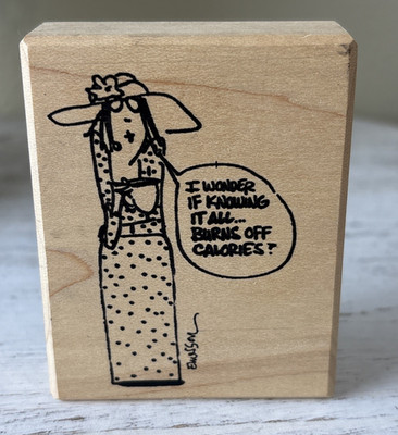 American Art Wood Mounted Rubber Stamp Knowing It All Burns Off Calories?