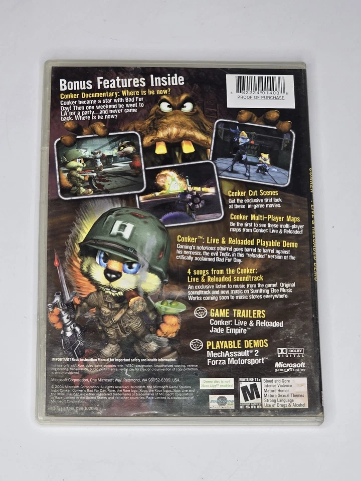 Conker: Live & Reloaded DEMO DISC Xbox W CASE TESTED - Image 4 of 4