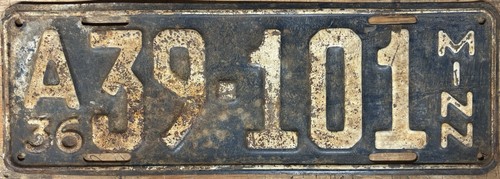 1936 Minnesota A License Plate 39-101 