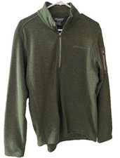 Vtg 90s Eddie Bauer Green Fleece 1/4 Zip Pullover Long Sleeve Size L Mens