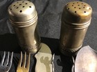 SILVER PLATED FLATWARE MIX WITH SALT N PEPPER SHAKERS  (PLEASE READ) — photo 2