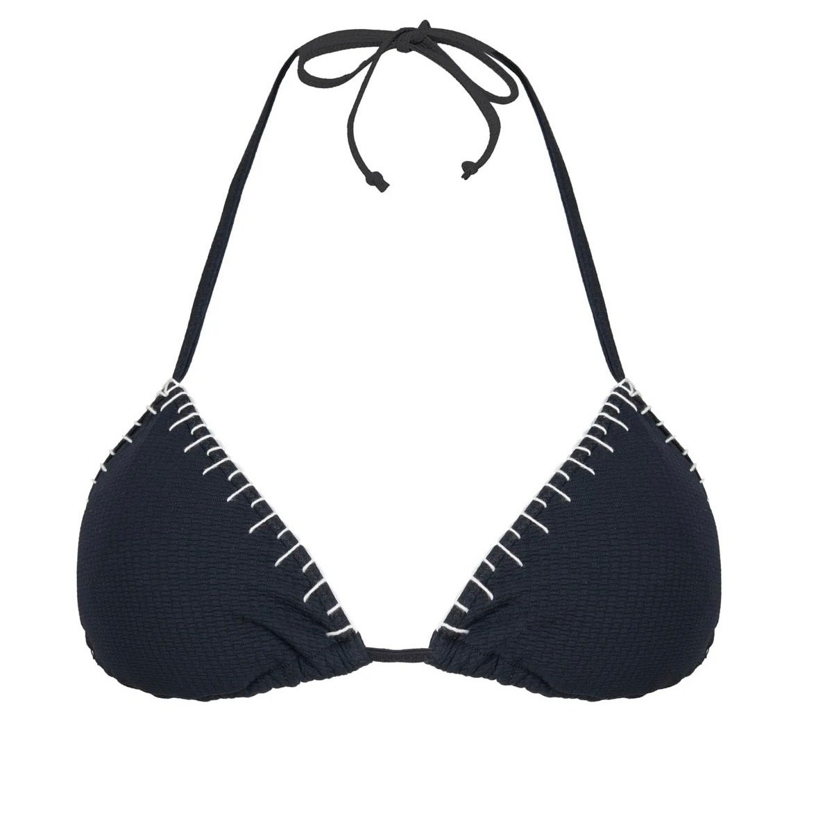Marysia Sole Triangle Bikini Top Black Handstitched Trim Sz L B/C Cup