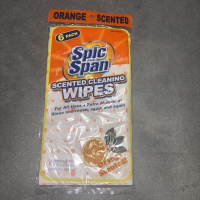 New Spic & Span 6 Piece Orang Scented Cleaning Wipes Reusable Kitchen Dish Towel