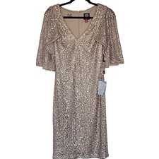 NWT Vince Camuto Sequin Capelet Cocktail Dress, 6