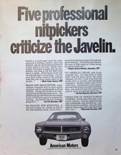 Original 1968 American Motors Ad Javelin From Various Automotive Publications Original 1968 American Motors Ad Javelin From Various Automotive Publications