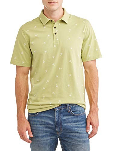 George Mens Print Jersey Polo Shirt (3XL 54/56, Honeydew Palm)