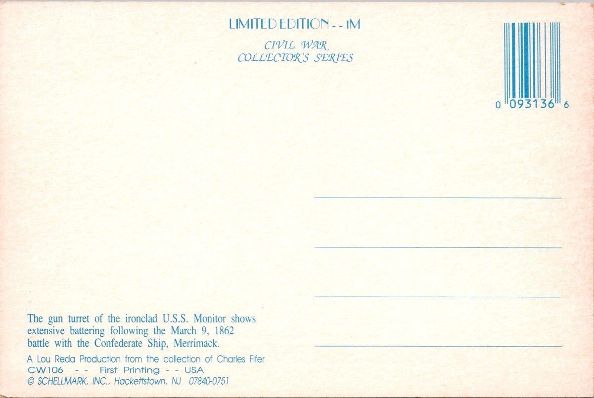 Civil War Gun Turret Ironclad USS Monitor March 9, 1862 Battle w/ Merrimack