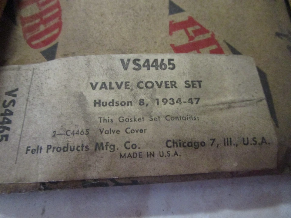 Juego de juntas de cubierta de válvula NORS 1934 1935 1936 1937 1938 39 40 41 42 46 47 Hudson 8 Foto 2 de 3