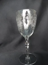 Unknown Maker Clear Panel Optic Grey Cut 10oz Water Goblet UNK10644 Dots Floral
