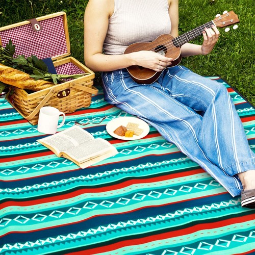 200 x 300 cm picnic blanket XXL camping blanket beach blanket picnic mat with handle - Picture 3 of 12