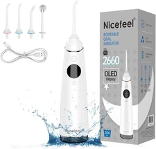 Cordless Rechargeable Water Dental Flosser Oral Irrigator with 4 Modes, 280mL