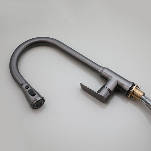 Arc Kitchen Sink Pull Out Faucet Gray Swivel Mixer Taps Single Handle Deck Mount - Picture 7 of 45
