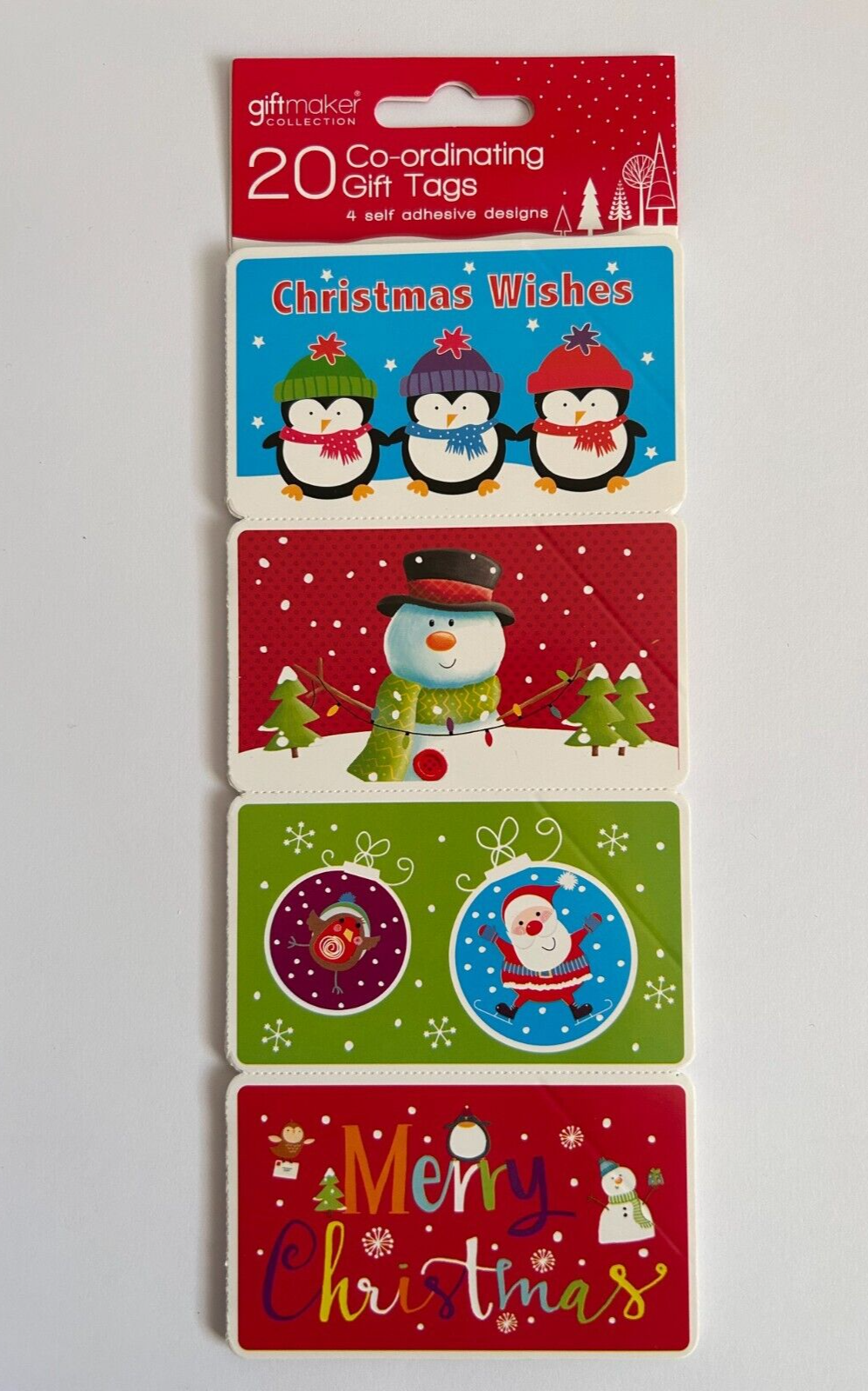 20x Small Christmas Gift Tags Present, Co-ordinating Gift Tag, Santa, Snowman
