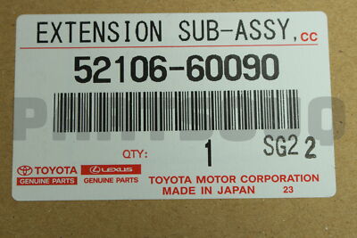 5210660090 Genuine Toyota EXTENSION, REAR BUMPER, RH 52106-60090 5210660090 Genuine Toyota EXTENSION, REAR BUMPER, RH 52106-60090