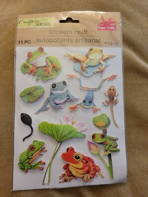 CRAFTER'S SQUARE FROG THEME POP-UP 3D STICKER SHEET (11 Pieces)