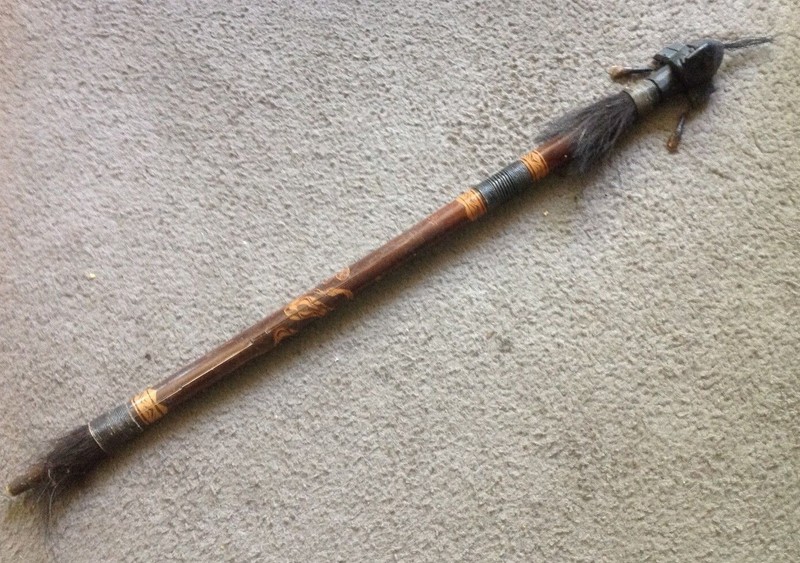 Vintage Papua New Guinea Wooden Ceremonial Dancing Staff. 38'' long. Restored.