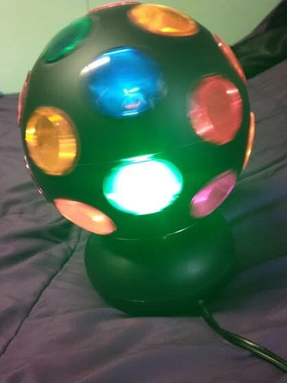 Multi-color rotating disco ball Black plastic 11” Tall Party Light