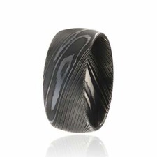 New 10mm Wide Damascus Steel Wedding Band Custom Mens Rings