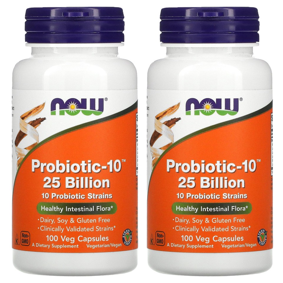 Now Foods, (2 Pack) Probiotic-10, 25 Billion, 100 Veg Capsules