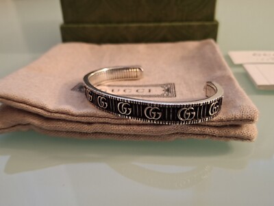 GUCCI シルバー　ダブルG カフス Gucci Double G Sterling Silver Cuff Bracelet Size 17 | eBay