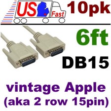 Lot10pcs 6ft vintage/old APPLE/MAC DB15 pin monitor/video Male M Cable/Cord/Wire