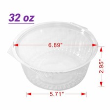 32oz Heavy Duty Round Deli Food/Soup Clear Container Cups w/ Lids BPA free DD