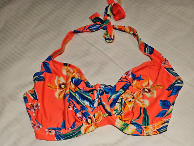 Pour Moi Heatwave Neckholder Bügel Top Orange Floral UK32G