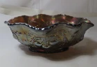 ANTIQUE DUGAN AMETHYST CARNIVAL GLASS WREATHED CHERRY BERRY BOWL