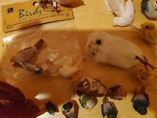 LOT of 28 various sizes and color birds, owls for craft project, flowers decor