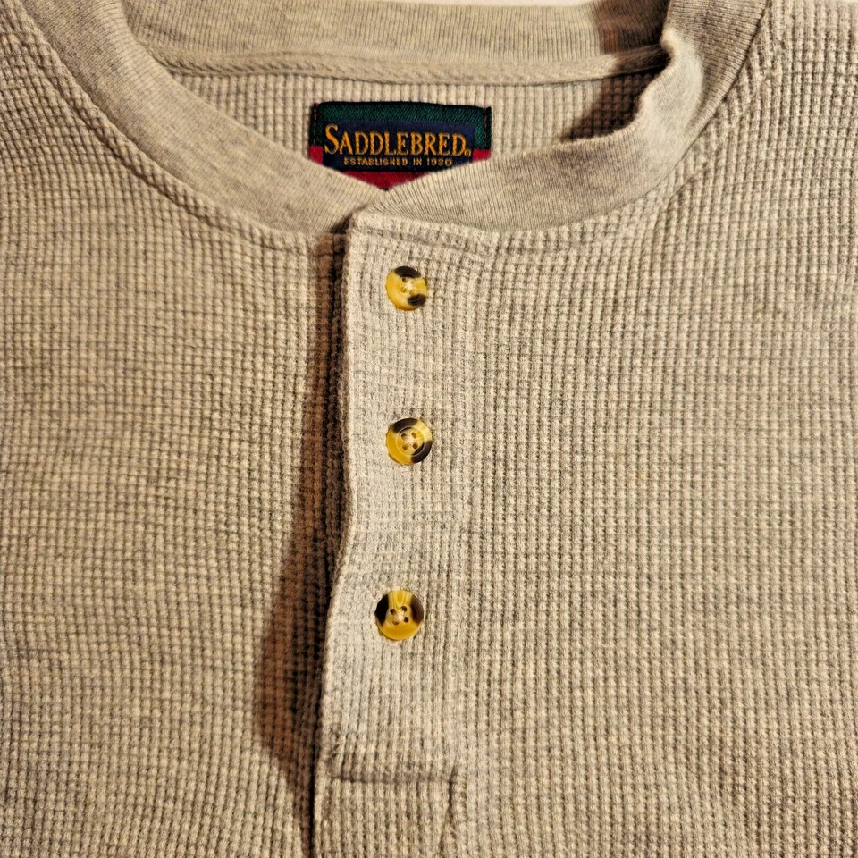 Camisa Saddlebred Para Hombre Grande Alta 3 Botones Frontal Manga Larga Gris Térmica Foto 3 de 4