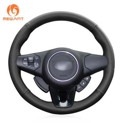 Hand Stitched Black Artificial Leather Car Steering Wheel Cover for Kia Carens 3