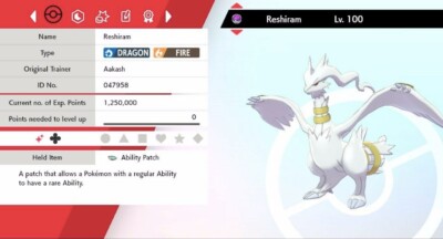 Pokemon Schwert & Schild Shiny Reshiram 6IV Max EVs