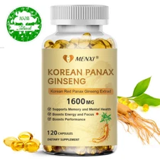 Korean Red Panax Ginseng 1600mg Capsules - High Strength Supplement Man Women