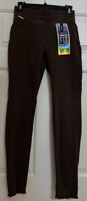 NWT COCO CARMEN size S 4 6 brown pull up fringe bottom skinny pants women's