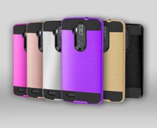 For Boost Mobile ZTE MAX XL Metal Brush Design Slim Shockproof Case Cover