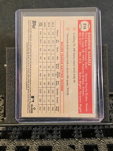 Eugenio Suarez 2021 Topps Chrome Platinum - Aqua Wave - Reds- #216 - Picture 2 of 2