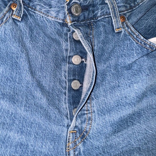 Jeans Levis 501 Para Hombre 29x30 Azul Calce Regular Pierna Recta Botón Mosca Envejecido - Imagen 7 de 7