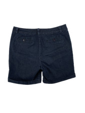 Gloria Vanderbilt Cuffed Shorts Women Size 14 Flat Front Button Tab Denim Blue