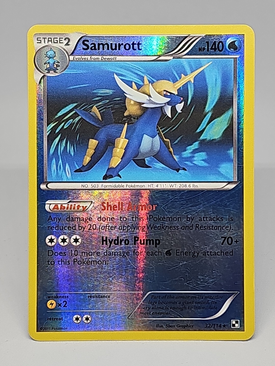 2011 Pokemon Black & White Samurott 32/114 Reverse Holo Rare